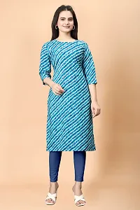 Stylish Crepe Blue Printed Kurta For Women Single Pack-thumb3