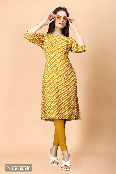 Stylish Crepe Yellow Printed Kurta For Women Single Pack-thumb0