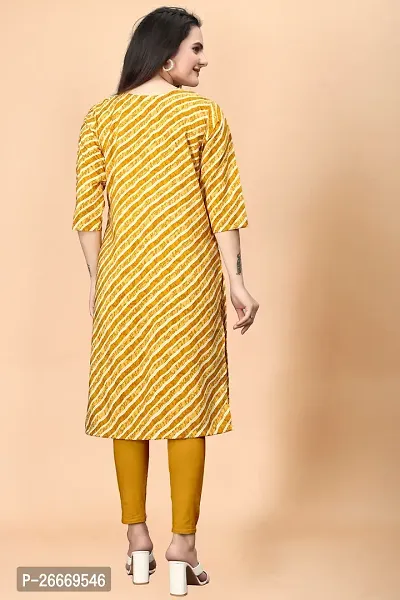 Stylish Crepe Yellow Printed Kurta For Women Single Pack-thumb2