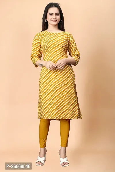 Stylish Crepe Yellow Printed Kurta For Women Single Pack-thumb3