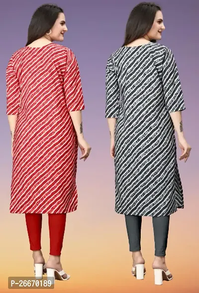 Stylish Crepe Multicoloured Printed Kurta For Women Combo Of 2 Pack-thumb2