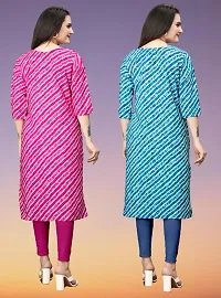 Stylish Crepe Multicoloured Printed Kurta For Women Combo Of 2 Pack-thumb1