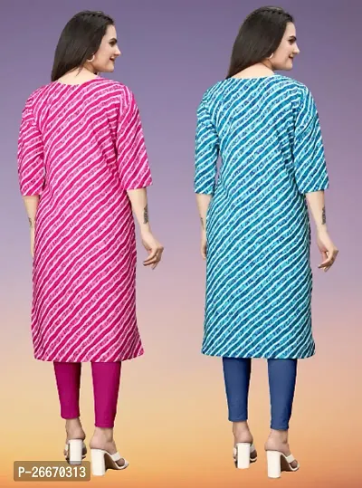 Stylish Crepe Multicoloured Printed Kurta For Women Combo Of 2 Pack-thumb2