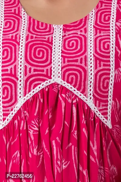 G L Fashion Women Printed 100% Cotton Anarkali Designing Kurta (Pink) (XL)-thumb3