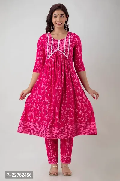 G L Fashion Women Printed 100% Cotton Anarkali Designing Kurta (Pink) (XL)-thumb5