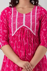 G L Fashion Women Printed 100% Cotton Anarkali Designing Kurta (Pink) (XL)-thumb1
