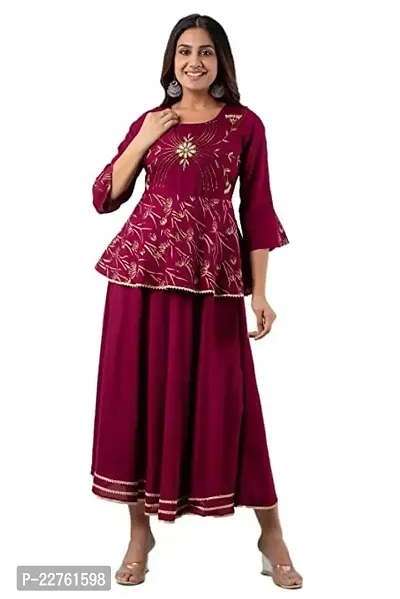 G.L. Fashion Women Rayon Straight Kurta (Purple) (2XL)