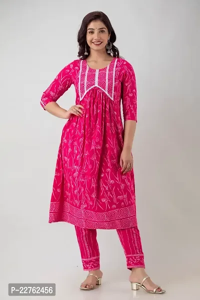 G L Fashion Women Printed 100% Cotton Anarkali Designing Kurta (Pink) (XL)-thumb4