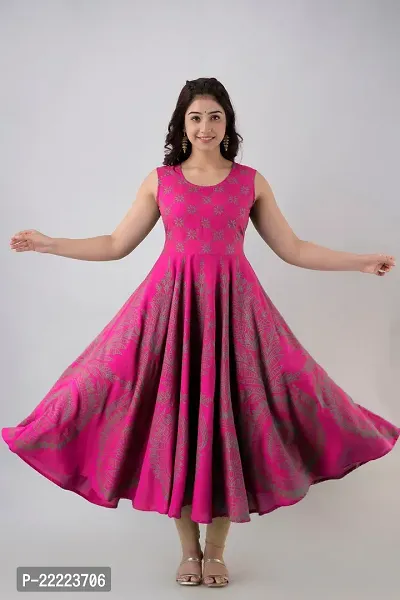 Stylish Anarkali Printed Rayon Gown