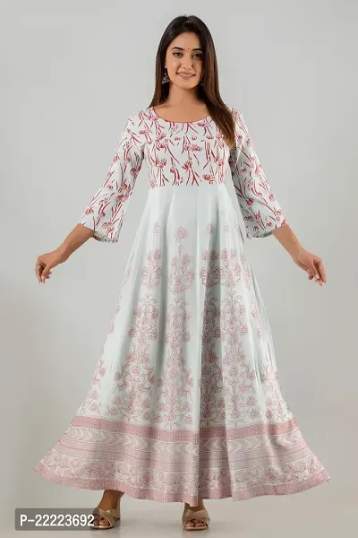 Stylish Anarkali Printed Rayon Gown-thumb0