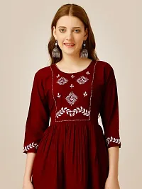 Kailash Fashion Women's Rayon Embroidery Short Flair Frock Regular Kurti | Kurta for Women Girls, Regular Fit Tops-thumb1