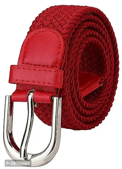 Elegant Red Leather Solid Belts For Men