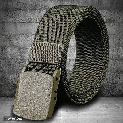 Elegant Green Leather Solid Belts For Men