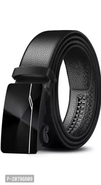 Elegant Black Leather Solid Belts For Men-thumb0