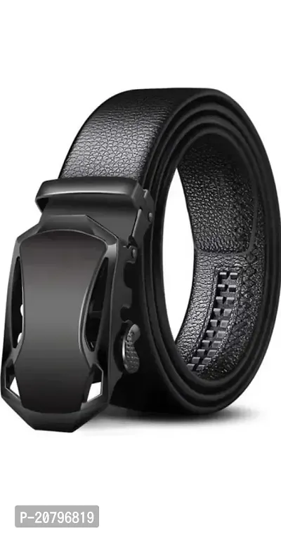 Elegant Black Leather Solid Belts For Men-thumb0