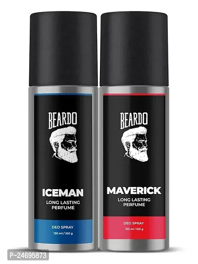 Beardo Iceman and Maverick Perfume Body Spray Combo 150 ml | Long lasting freshness for Men | Prevents Body Odor | Gifts For Men | Deo combos for men