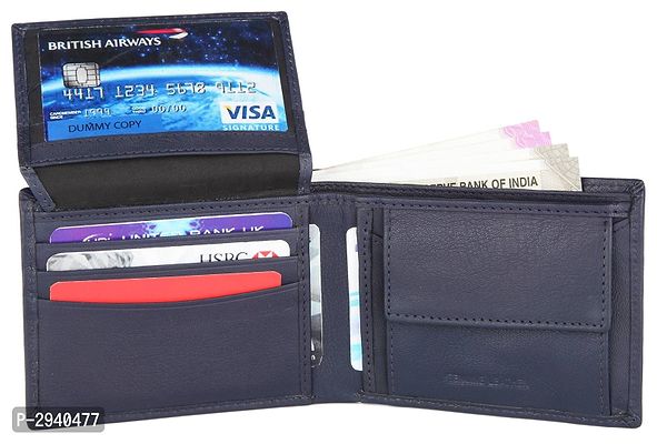 Premium Navy Blue Leather Solid Wallet For Men-thumb3