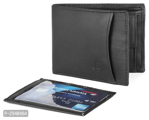 Premium Black Leather Solid Wallet For Men-thumb2