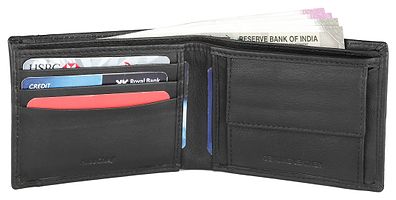 Premium Black Leather Solid Wallet For Men-thumb2