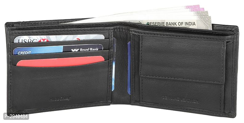 Premium Black Leather Solid Wallet For Men-thumb3