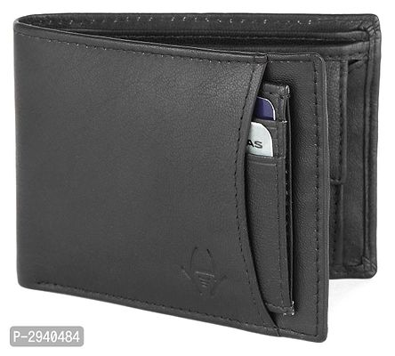 Premium Black Leather Solid Wallet For Men-thumb5