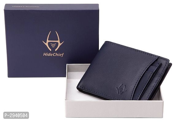 Premium Navy Blue Leather Solid Wallet For Men