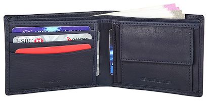 Premium Navy Blue Leather Solid Wallet For Men-thumb1