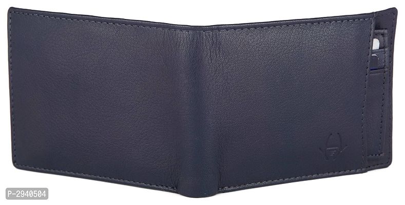 Premium Navy Blue Leather Solid Wallet For Men-thumb5