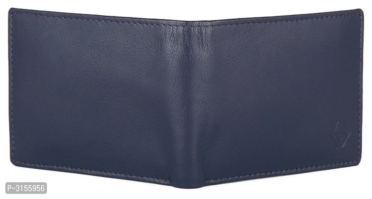 Men's Long Length Self Design Navy Blue Two Fold Wallet-thumb2