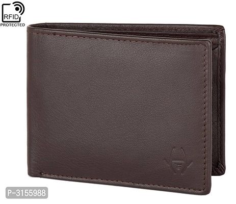 Men's Long Length Self Design Brown Two Fold Wallet-thumb0