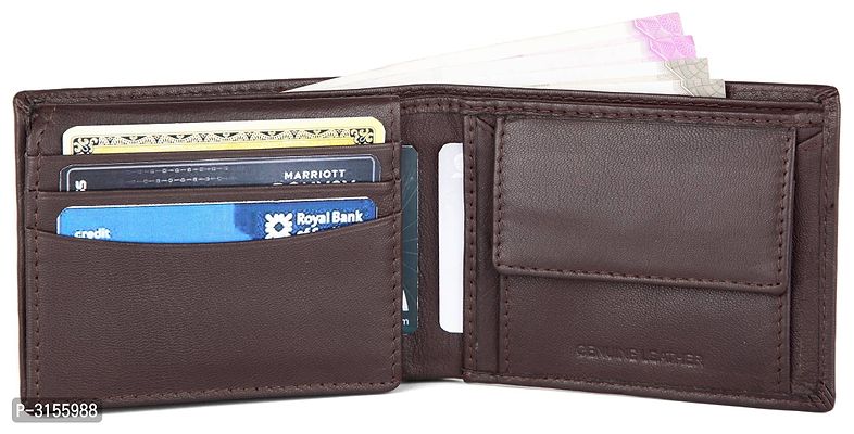 Men's Long Length Self Design Brown Two Fold Wallet-thumb3