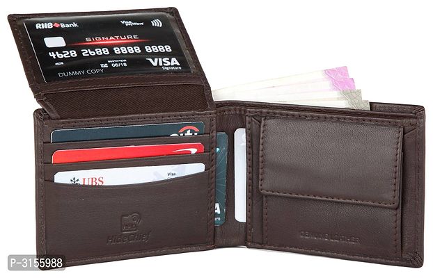 Men's Long Length Self Design Brown Two Fold Wallet-thumb4