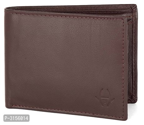 Men's Long Length Self Design Brown Two Fold Wallet