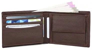 Men's Long Length Self Design Brown Two Fold Wallet-thumb2