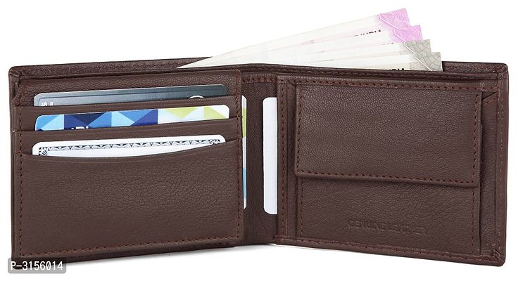 Men's Long Length Self Design Brown Two Fold Wallet-thumb3