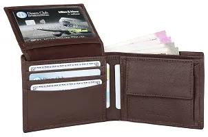 Men's Long Length Self Design Brown Two Fold Wallet-thumb3