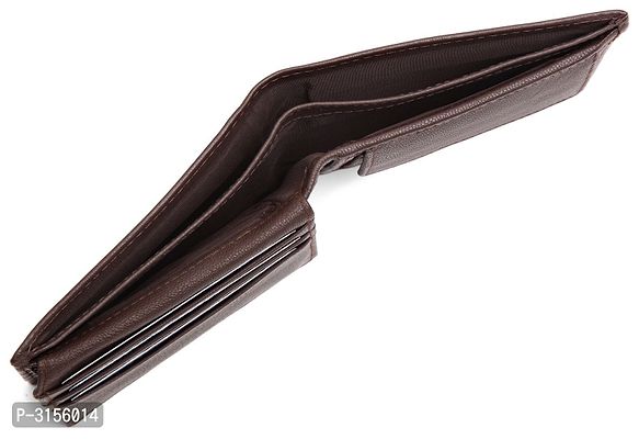 Men's Long Length Self Design Brown Two Fold Wallet-thumb5