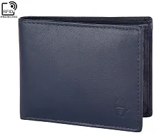 Premium Navy Blue  RFID Protected Genuine Leather Wallet For Men's-thumb1