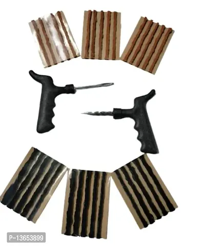Tubeless Tyre Puncture Repair Kit with 15 Brown + Black Strips Use for Car and Bike, Motorcycle