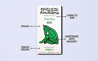 ANUTTAMA Dark Chocolate | 62% Cocoa | Mint Leaf Powder | Dark Chocolate Sugar-Free | Dark Chocolate Bar 50 gm-thumb1