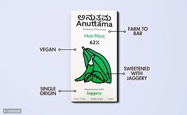 ANUTTAMA Dark Chocolate | 62% Cocoa | Mint Leaf Powder | Dark Chocolate Sugar-Free | Dark Chocolate Bar 50 gm-thumb2