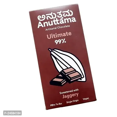 ANUTTAMA Dark Chocolate | 99% Cocoa | Natural Jaggery Sweetened | Natural Chocolate Bar 50 gm-thumb0