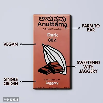 ANUTTAMA Dark Chocolate | 80% Cocoa  Natural Jaggery Sweetened | Handmade Chocolate | Dark Chocolate Sugar Free | Natural Chocolate Bar | 50 gm-thumb5