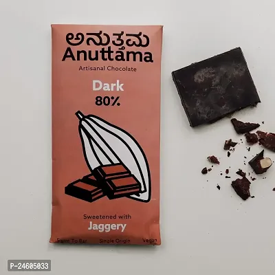 ANUTTAMA Dark Chocolate | 80% Cocoa  Natural Jaggery Sweetened | Handmade Chocolate | Dark Chocolate Sugar Free | Natural Chocolate Bar | 50 gm-thumb2