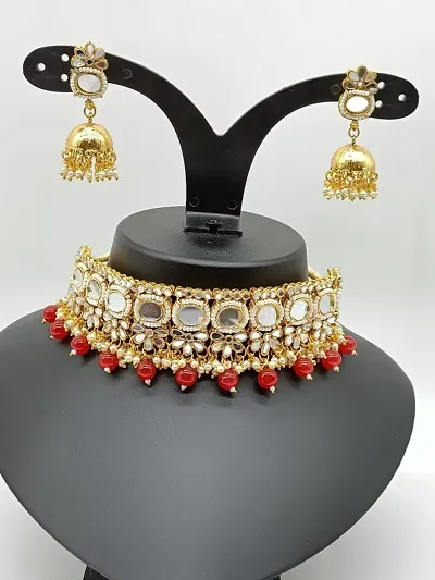 ARTIFICAL BEADS AND STONE ADJUSTABLE SET-RED