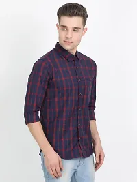 Men's Multicoloured Cotton Blend Checked Long Sleeves Slim Fit Casual Shirt-thumb2