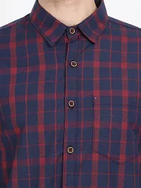 Men's Multicoloured Cotton Blend Checked Long Sleeves Slim Fit Casual Shirt-thumb4