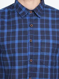 Men's Multicoloured Cotton Blend Checked Long Sleeves Slim Fit Casual Shirt-thumb4