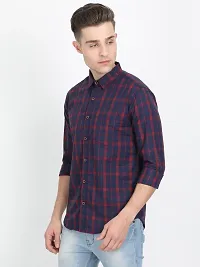 Men's Multicoloured Cotton Blend Checked Long Sleeves Slim Fit Casual Shirt-thumb1