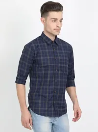 Men's Multicoloured Cotton Blend Checked Long Sleeves Slim Fit Casual Shirt-thumb2